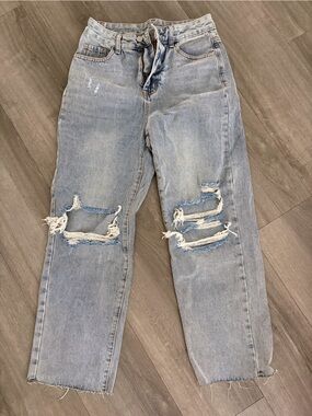 SHEIN Light Wash Distressed Boyfriend Jeans